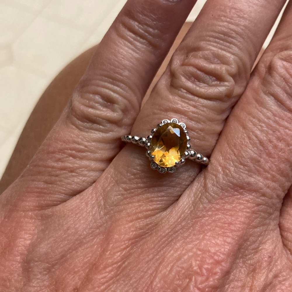 Sterling Silver Citrine Ring size 8.25